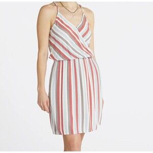 New MARKET & SPRUCE Womens Size M Dress Liliana Stripe Surplice A-Line Sun